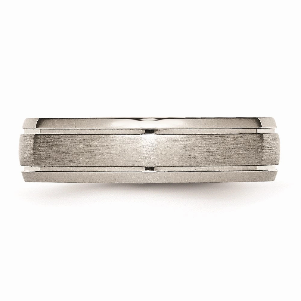 Titanium Grooved Edge 6mm Brushed and Polished Band | TB27