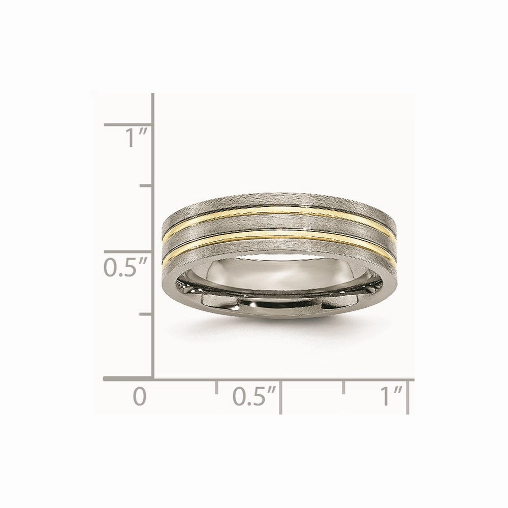 Titanium Grooved Yellow IP-plated 6mm Brushed & Polished Band | TB361