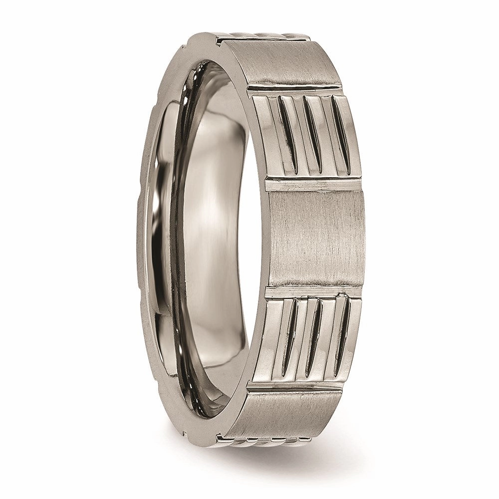 Titanium Notched 6mm Satin & Polished Band | TB325