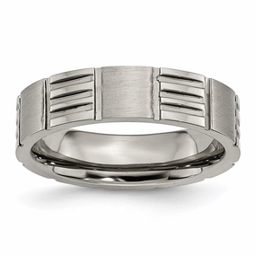 Titanium Notched 6mm Satin & Polished Band | TB325