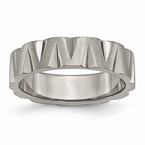 Titanium Notched 6mm Satin & Polished Band | TB327