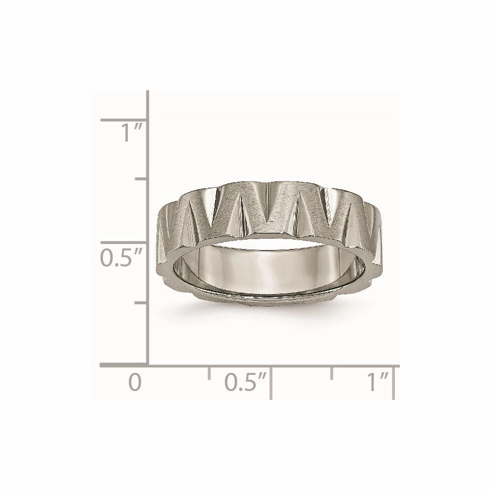 Titanium Notched 6mm Satin & Polished Band | TB327