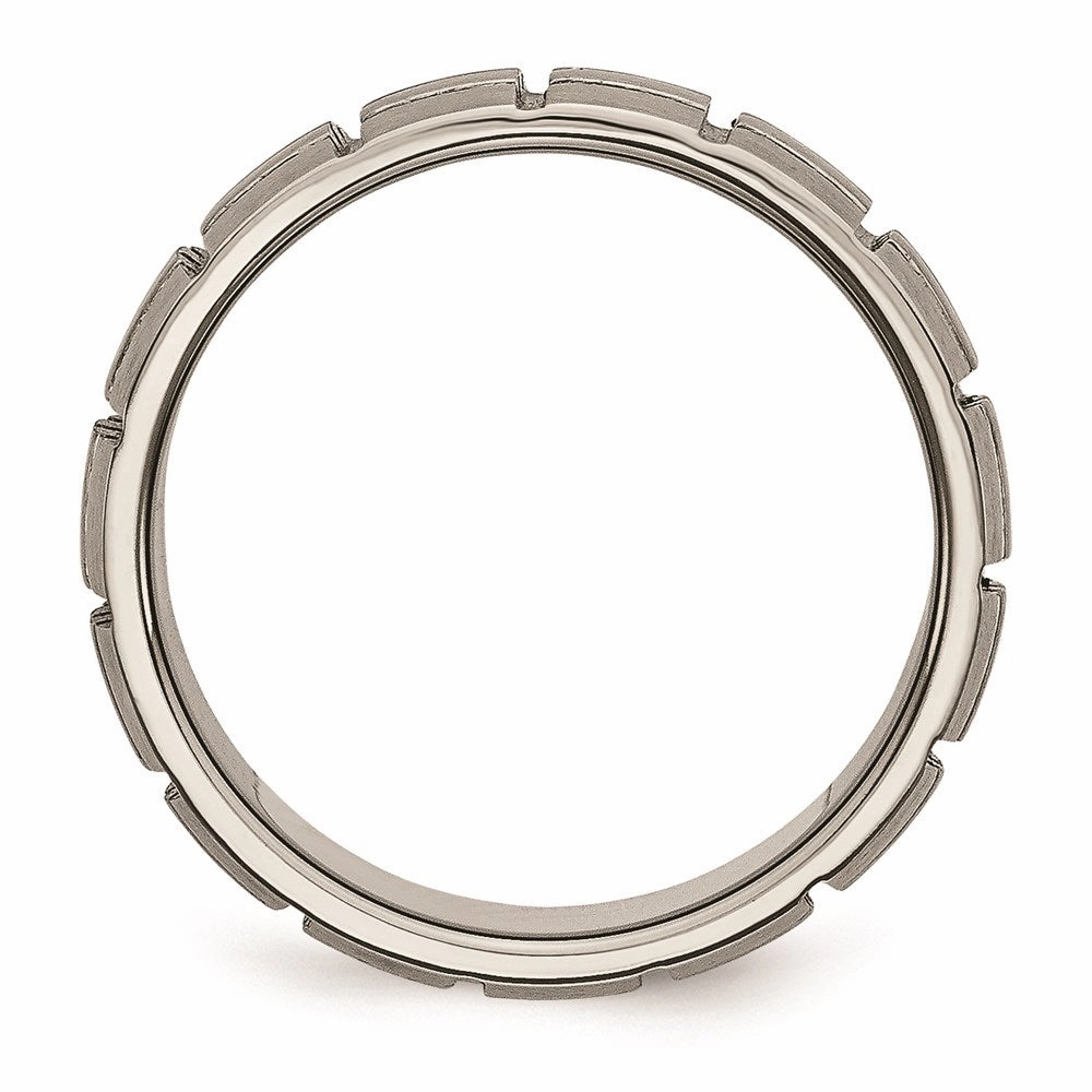Titanium Notched & Grooved 8mm Satin Band | TB333