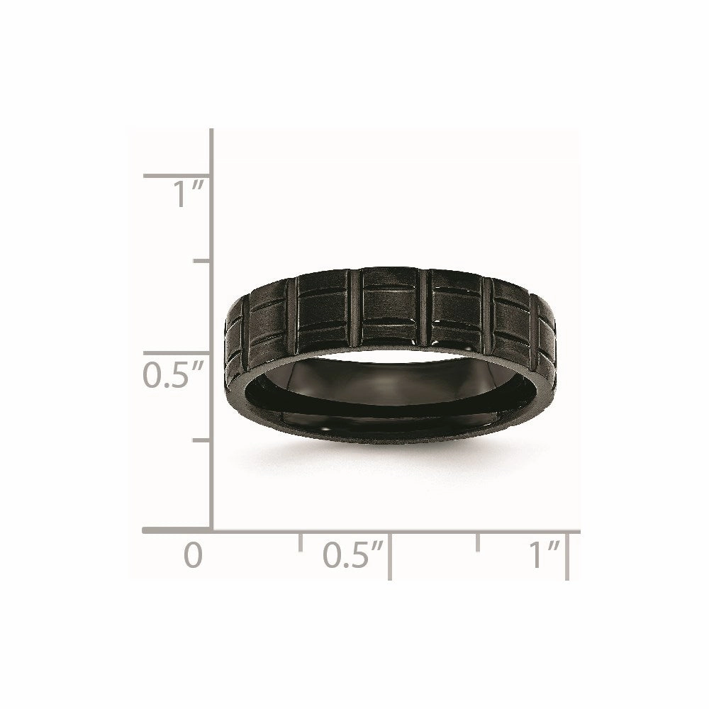 Titanium Notched Black IP-plated 6mm Brushed and Polished Band | TB353