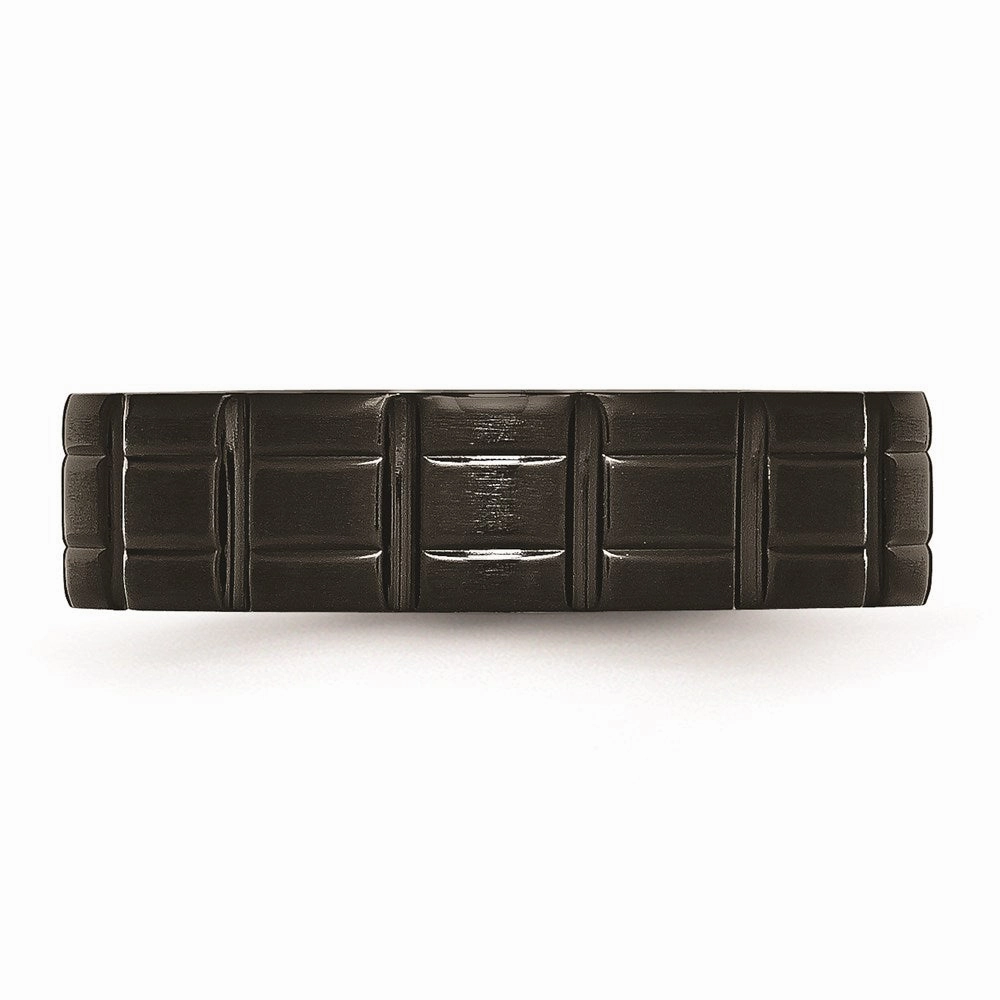 Titanium Notched Black IP-plated 6mm Brushed and Polished Band | TB353