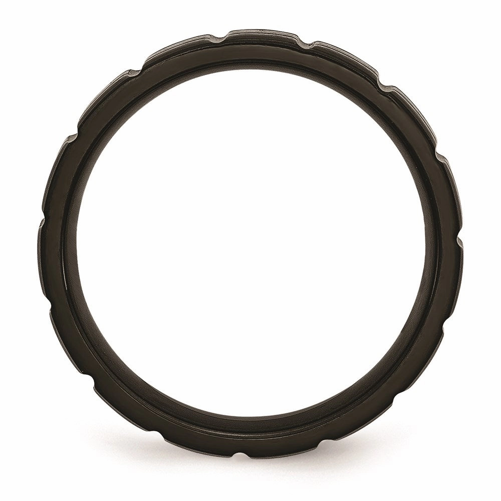 Titanium Notched Black IP-plated 6mm Brushed and Polished Band | TB353