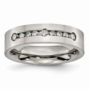 Titanium Polished 1/2 ct tw. Diamond 6mm Band | TB441A