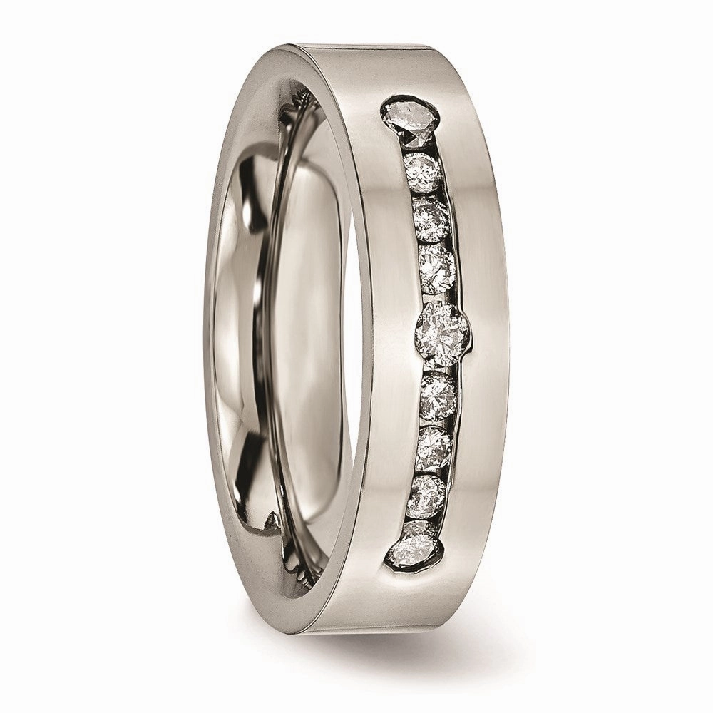 Titanium Polished 1/2 ct tw. Diamond 6mm Band | TB441A