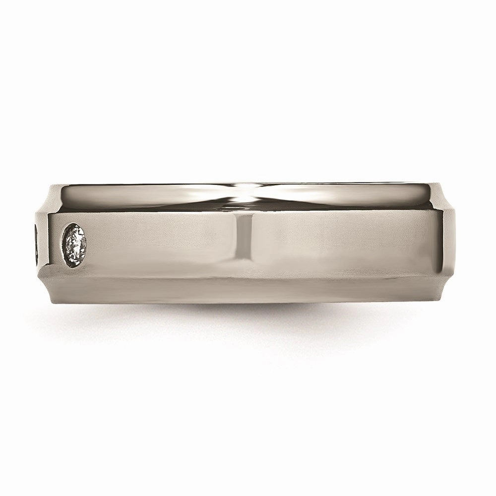 Titanium Polished 1/5ct. tw. Diamond Ridged Edge Band | TB433A