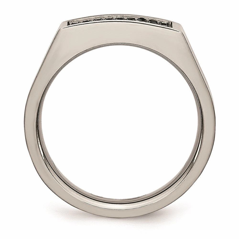 Titanium Polished and Brushed Black CZ Ring | TB429