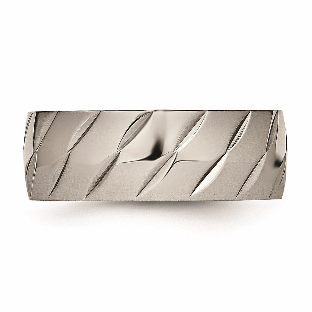 Titanium Polished Diamond Cut Ring | TB456