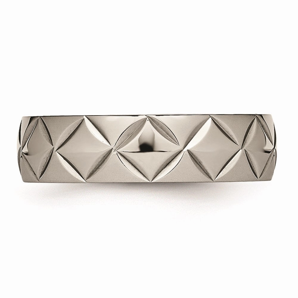 Titanium Polished Diamond Cut Ring | TB459