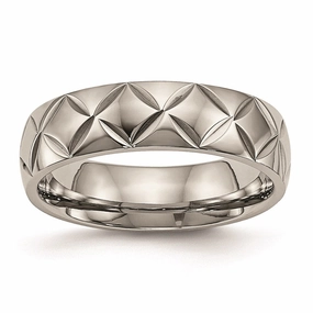 Titanium Polished Diamond Cut Ring | TB459