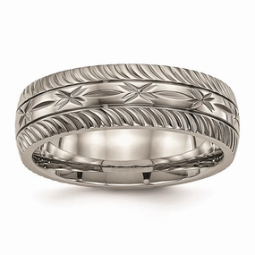 Titanium Polished Diamond Cut Ring | TB462