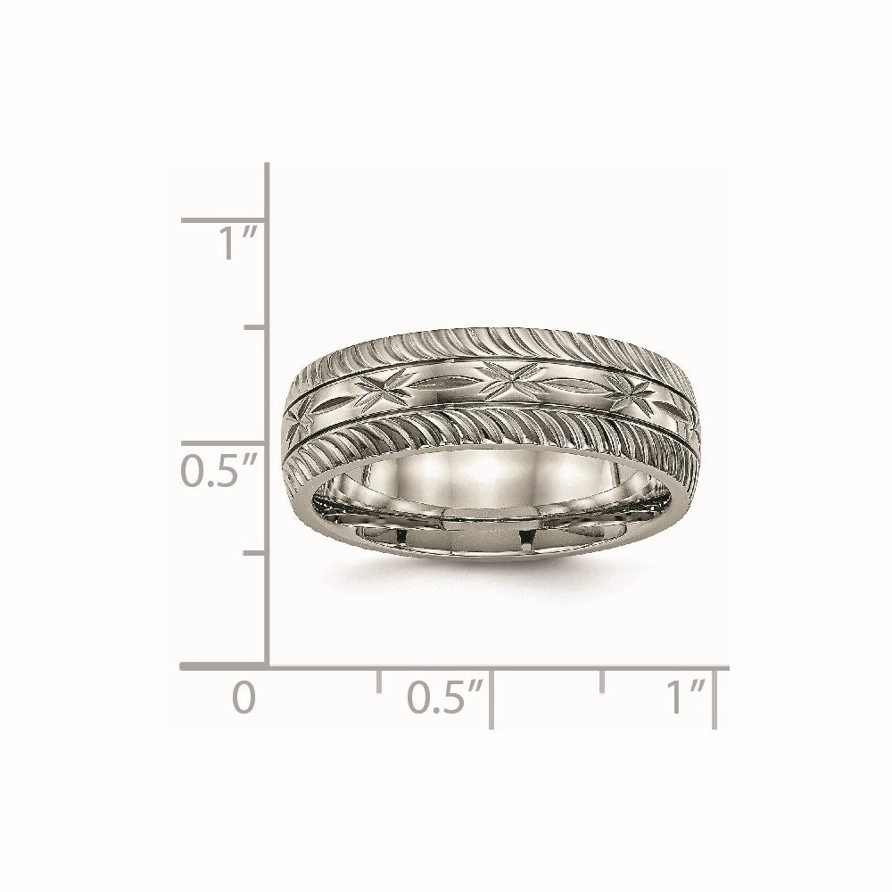 Titanium Polished Diamond Cut Ring | TB462