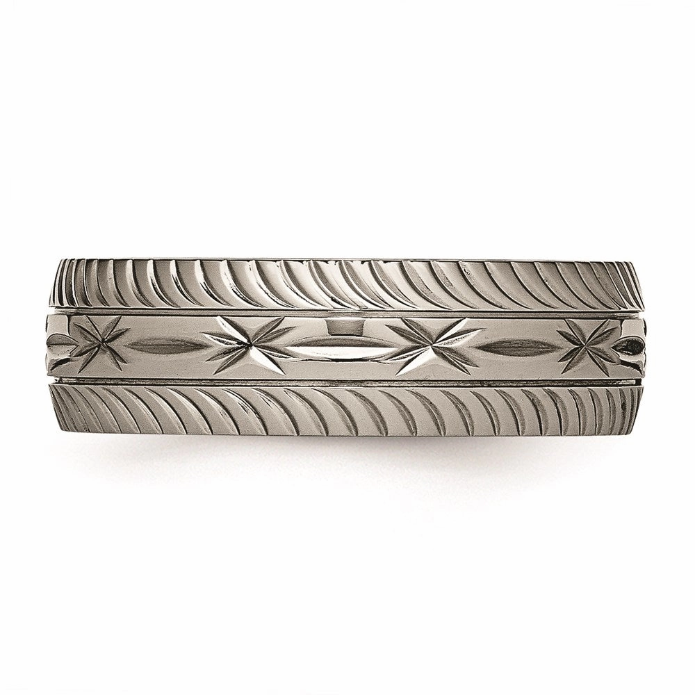 Titanium Polished Diamond Cut Ring | TB462