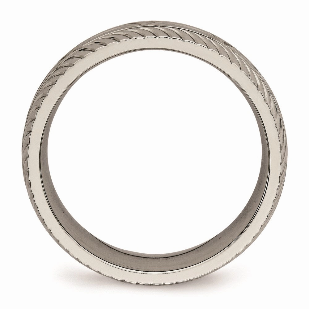 Titanium Polished Diamond Cut Ring | TB462