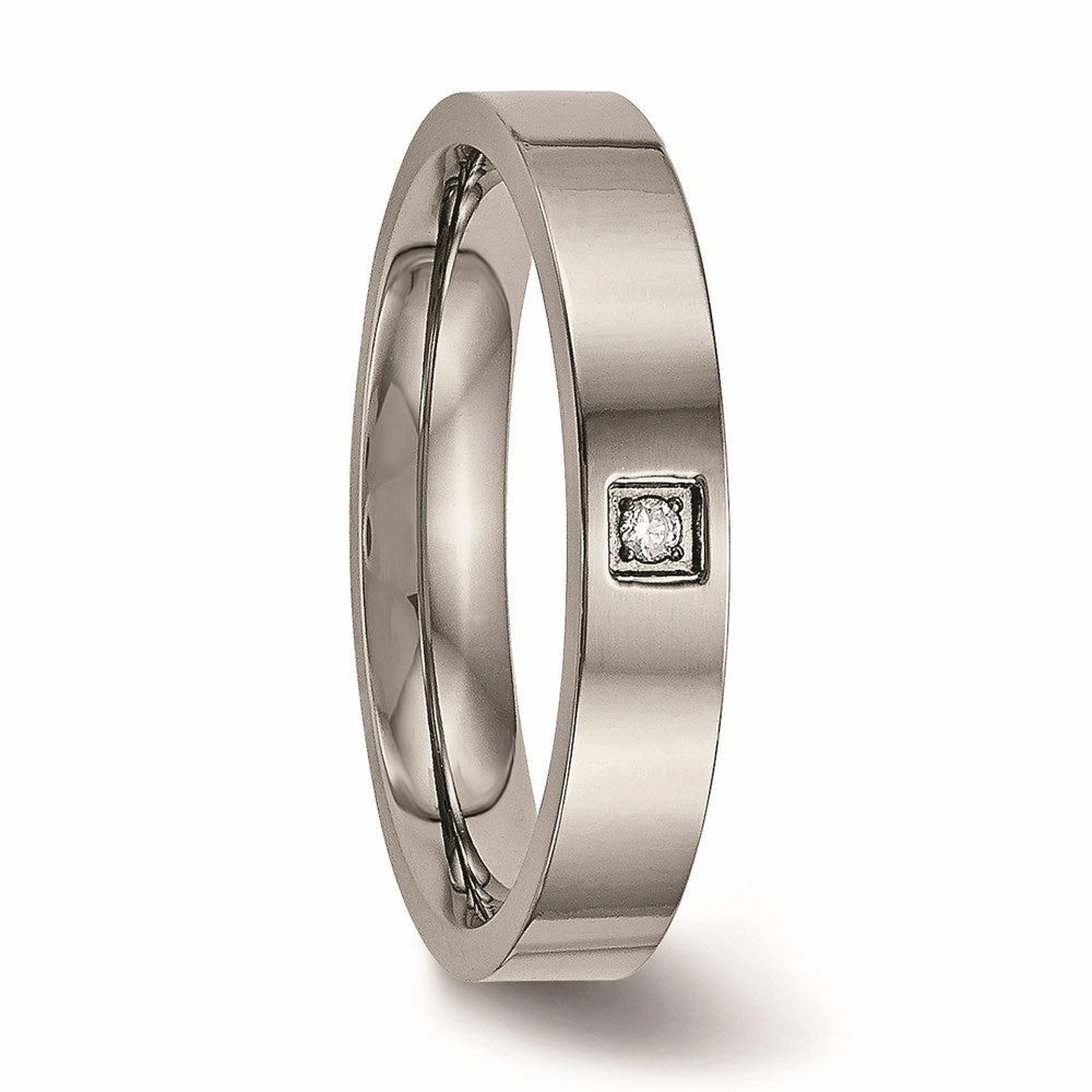 Titanium Polished Flat Comfort Back CZ Ring | TB468