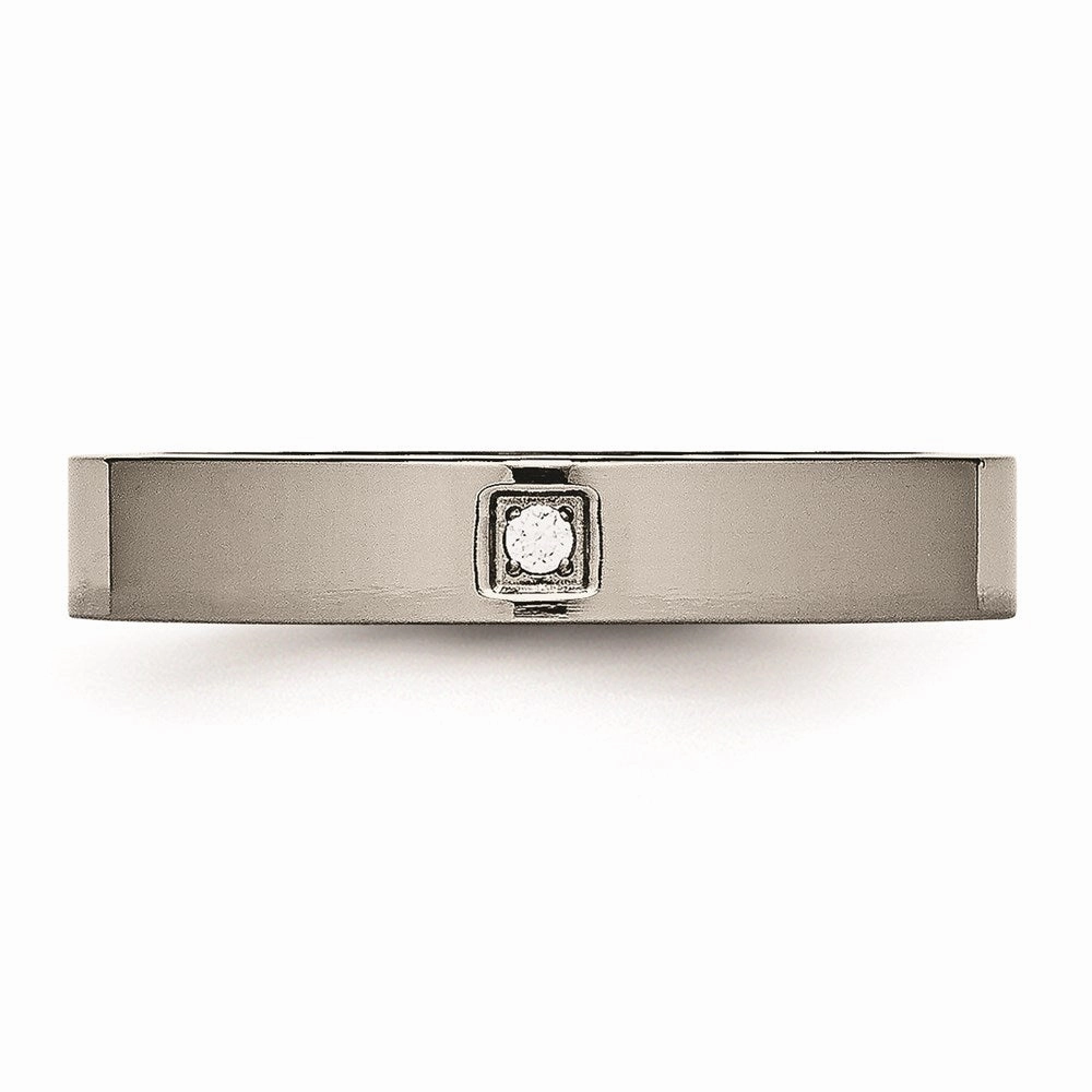 Titanium Polished Flat Comfort Back CZ Ring | TB468