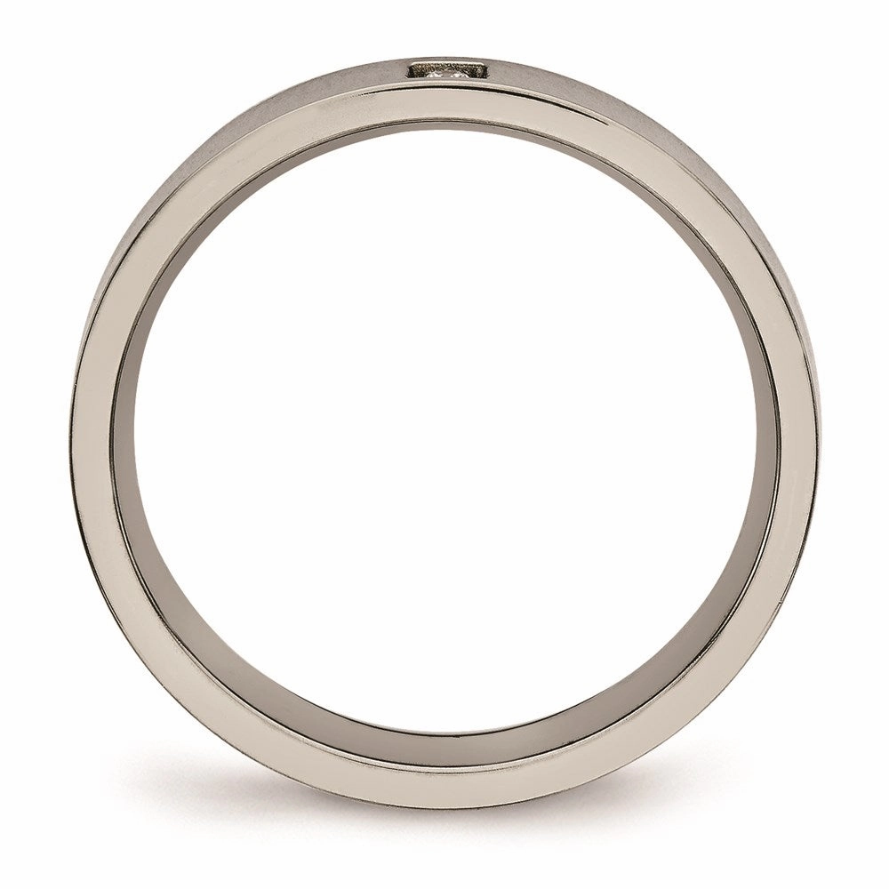 Titanium Polished Flat Comfort Back CZ Ring | TB468