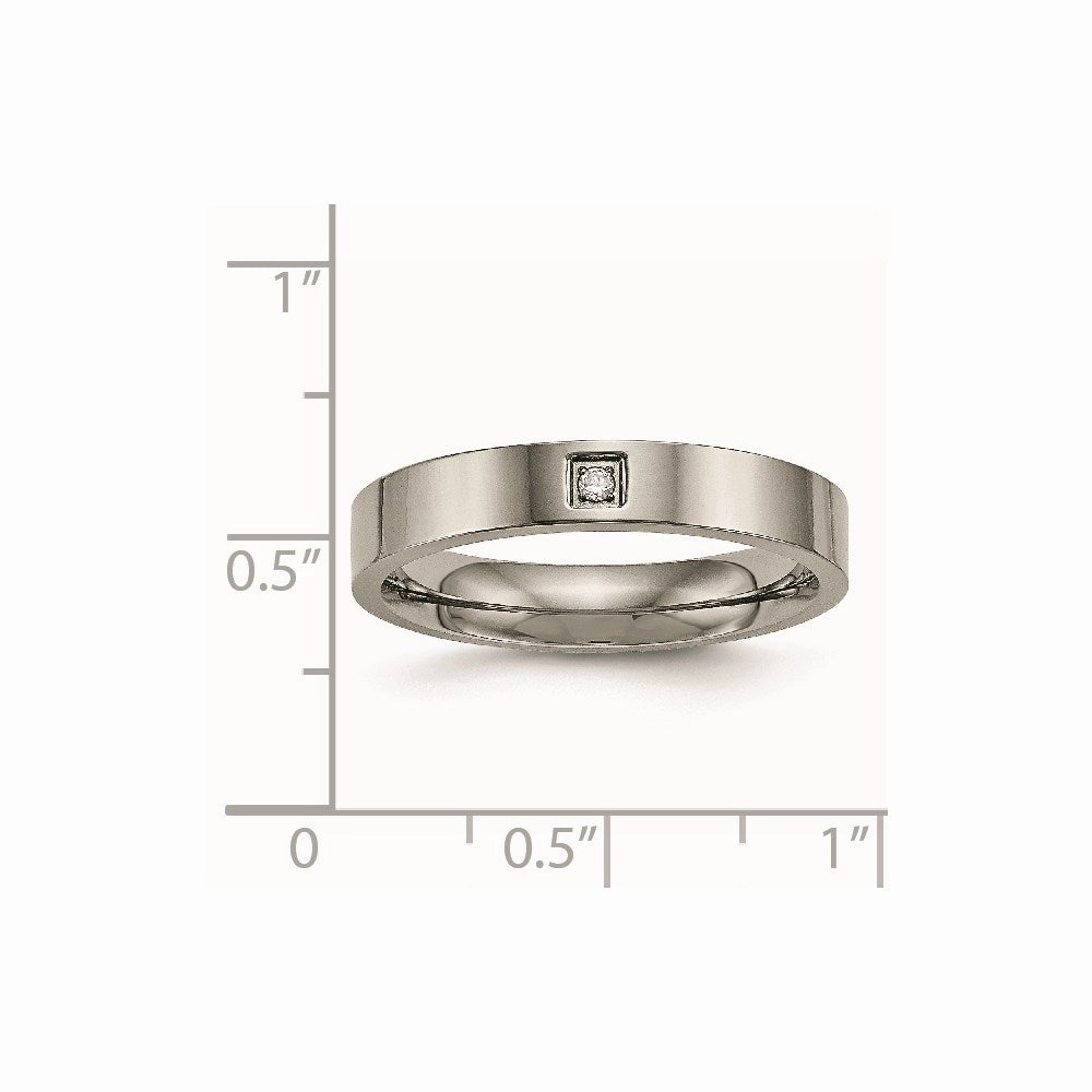 Titanium Polished Flat Comfort Back CZ Ring | TB468