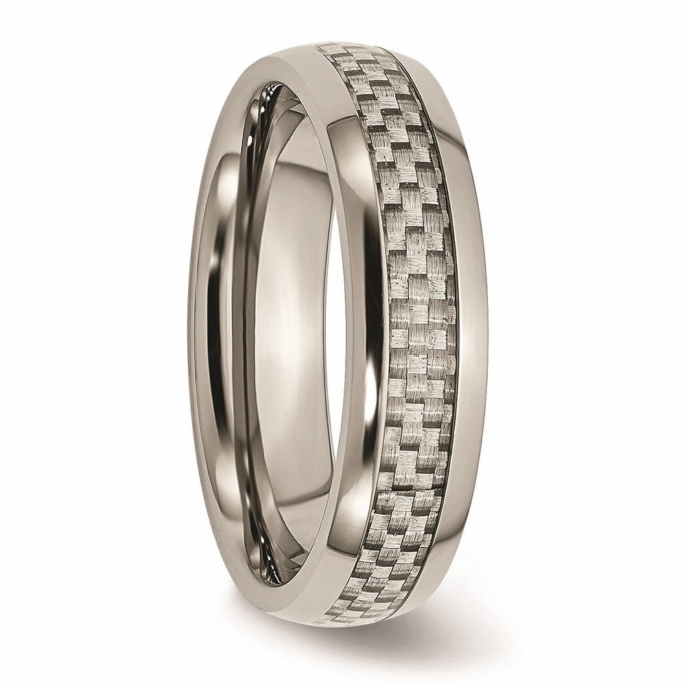 Titanium Polished Grey Carbon Fiber Inlay 6mm Band | TB388
