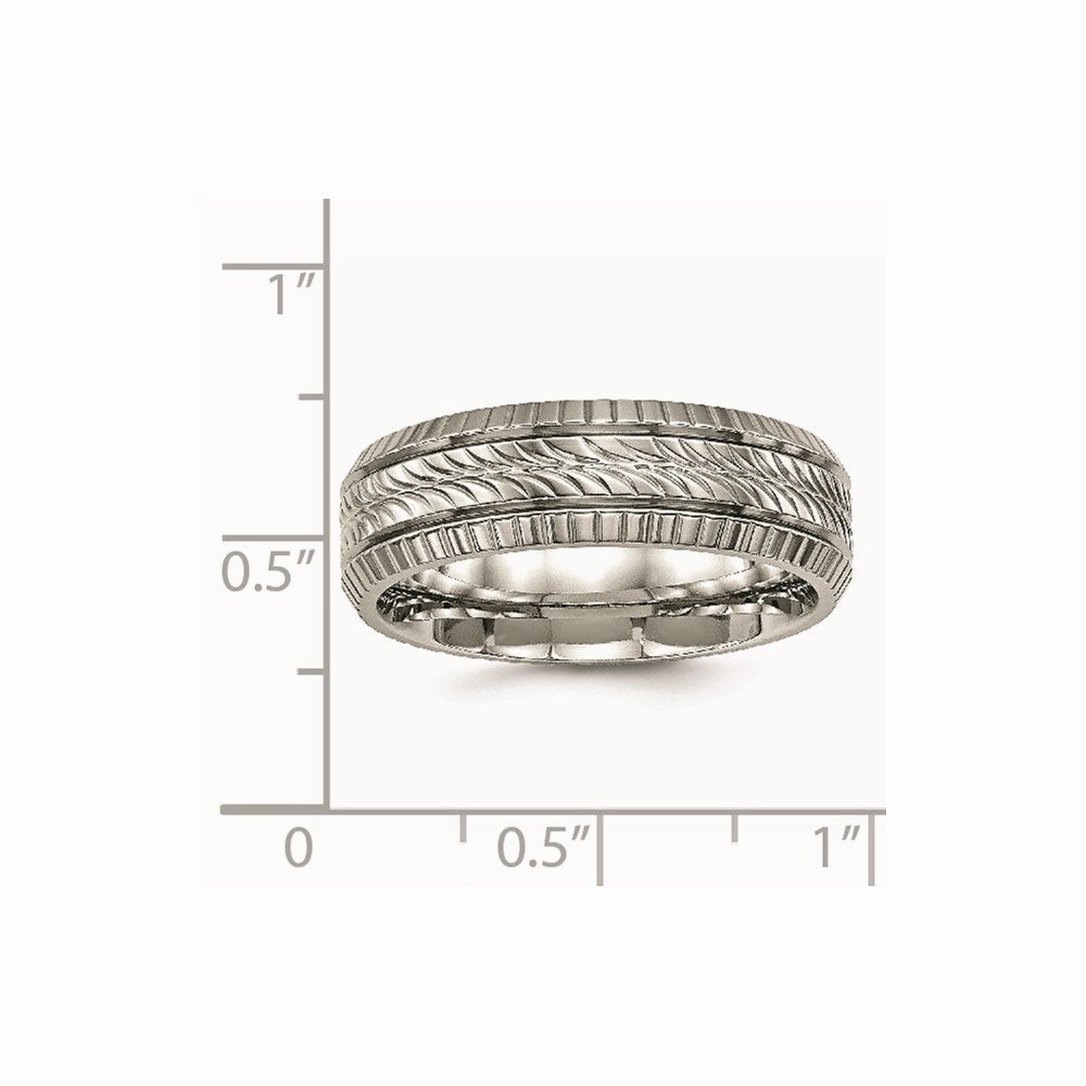 Titanium Polished Grooved and Textured Ring | TB461