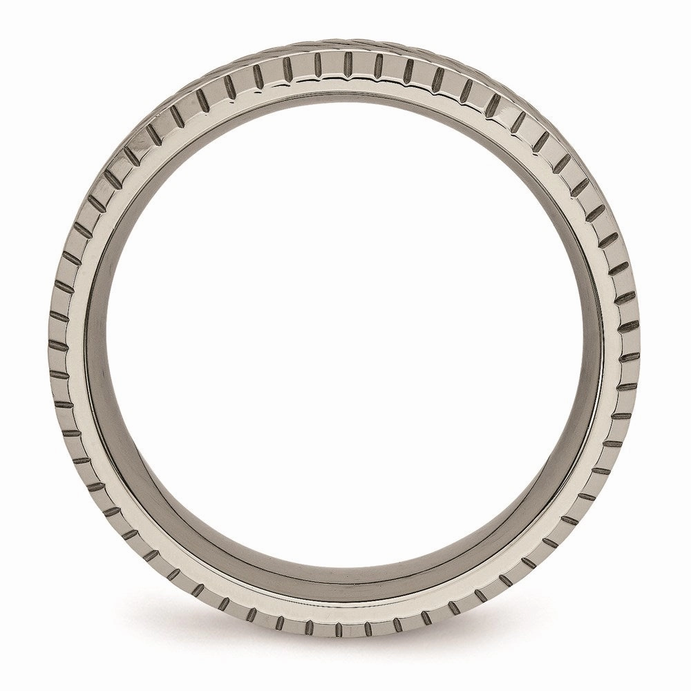 Titanium Polished Grooved and Textured Ring | TB461