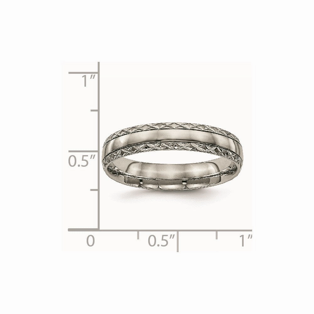 Titanium Polished Grooved Criss Cross Design Ring | TB448