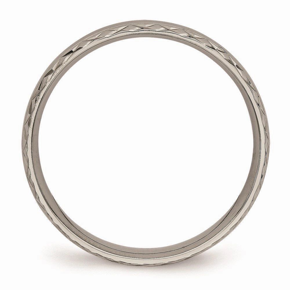 Titanium Polished Grooved Criss Cross Design Ring | TB448