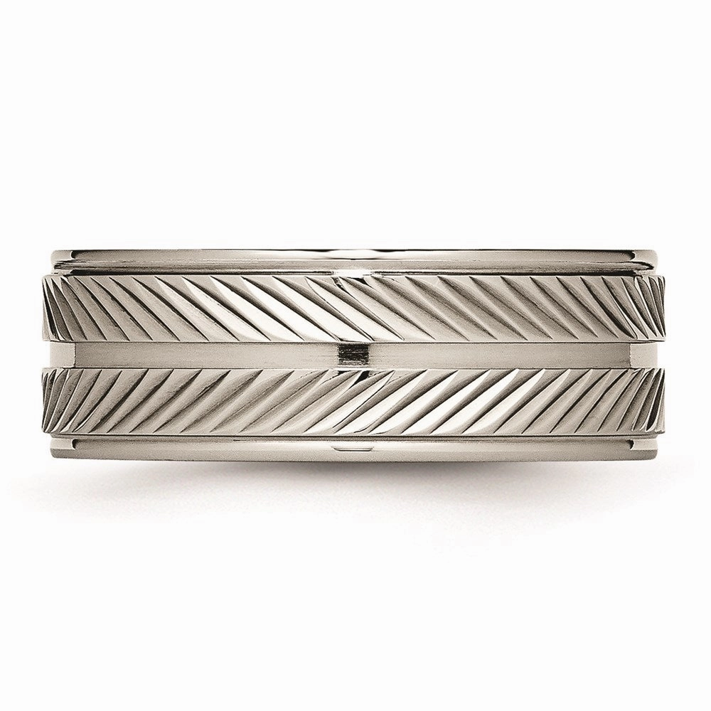 Titanium Polished Grooved Ring | TB449
