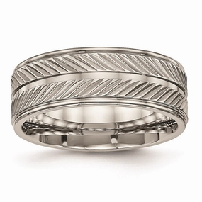 Titanium Polished Grooved Ring | TB449