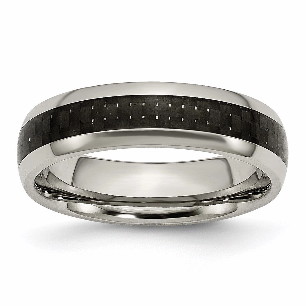 Titanium Polished w/Black Carbon Fiber Inlay 6mm Band | TB387