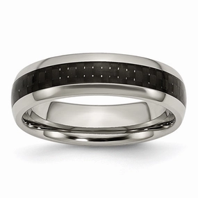 Titanium Polished w/Black Carbon Fiber Inlay 6mm Band | TB387