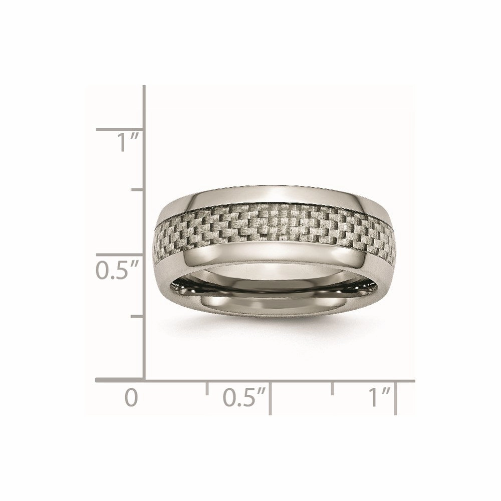 Titanium Polished w/Grey Carbon Fiber Inlay 8mm Band | TB389