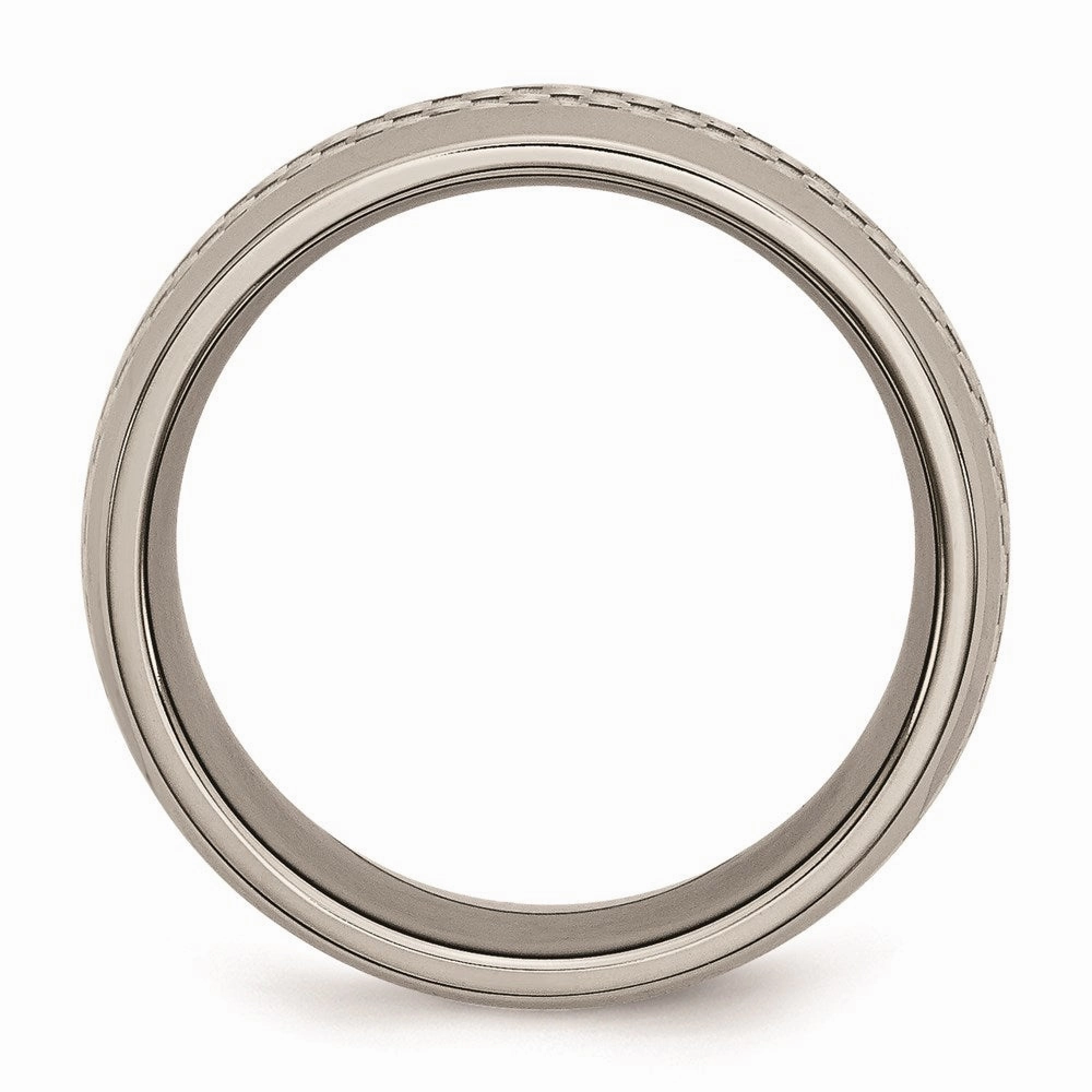 Titanium Polished w/Grey Carbon Fiber Inlay 8mm Band | TB389