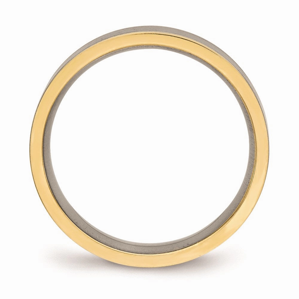 Titanium Polished Yellow IP Grooved Comfort Back Ring | TB471