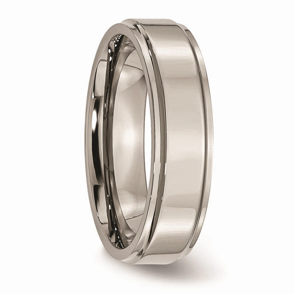Titanium Ridged Edge 6mm Polished Band | TB34