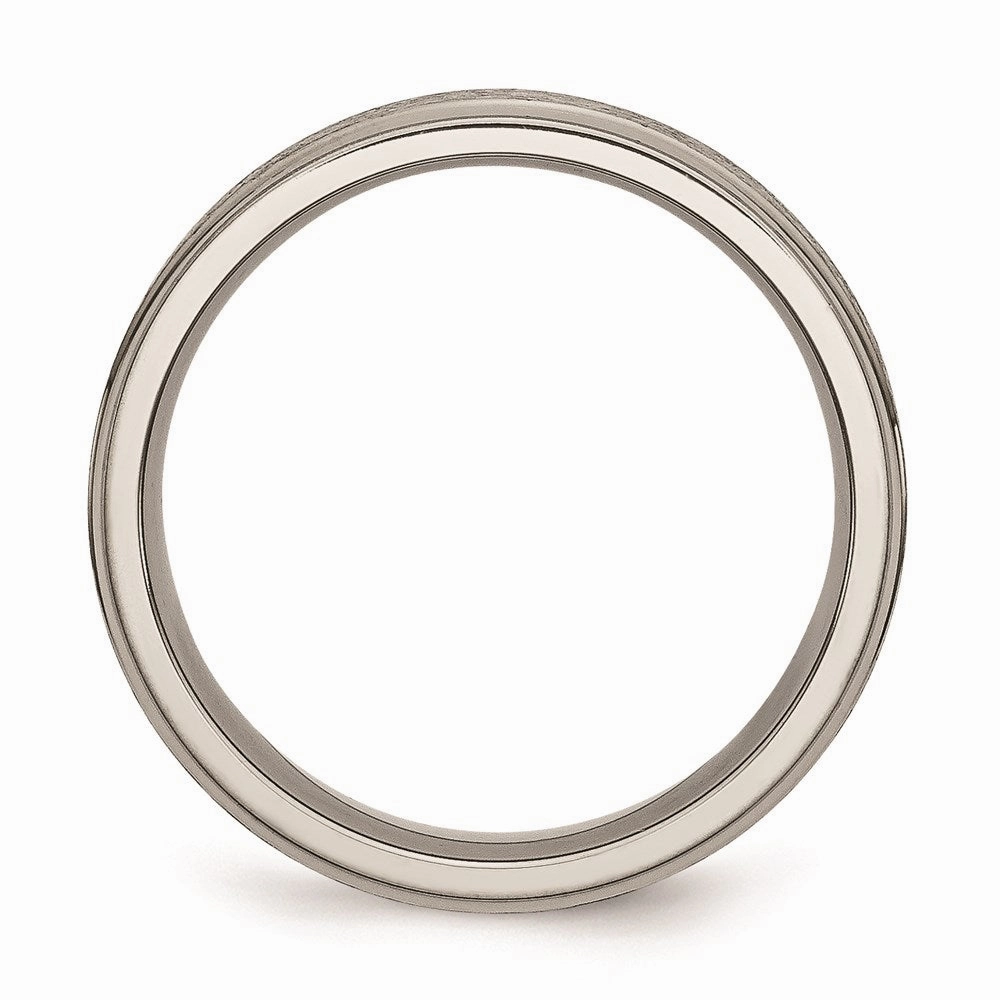 Titanium Ridged Edge 6mm Satin and Polished Band | TB12
