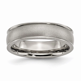 Titanium Ridged Edge 6mm Satin and Polished Band | TB166