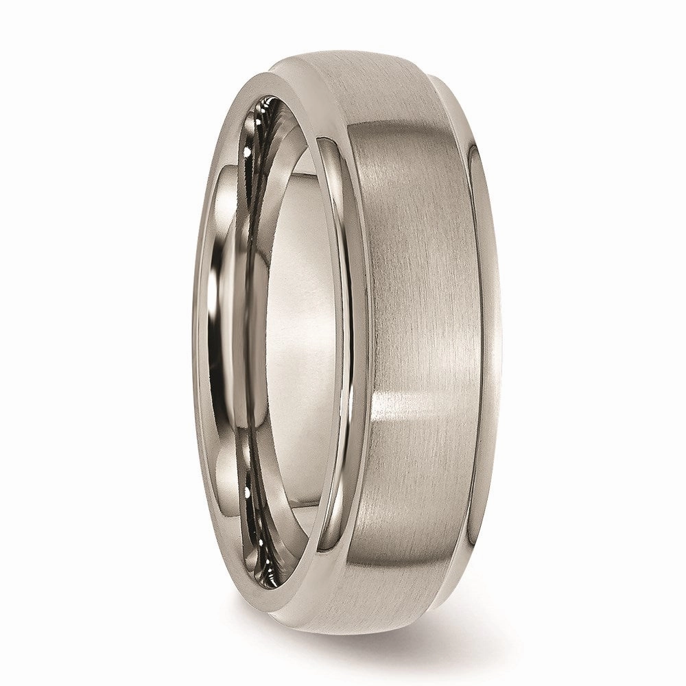 Titanium Ridged Edge 7mm Brushed and Polished Band | TB37