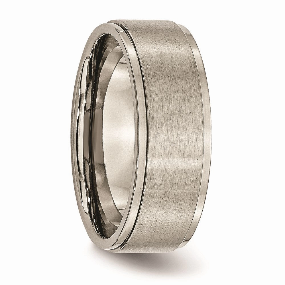 Titanium Ridged Edge 8mm Brushed and Polished Band | TB198