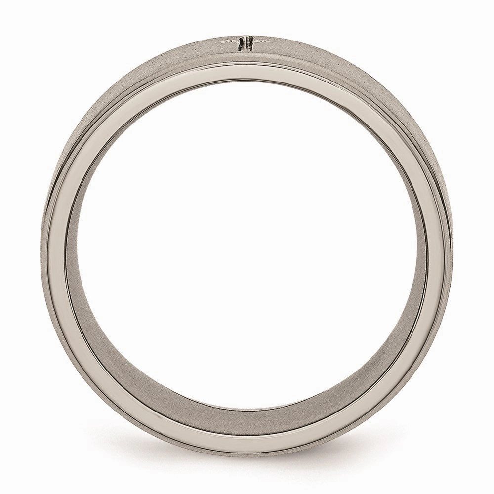 Titanium Ridged Edge Cross 8mm Brushed and Polished Band | TB78
