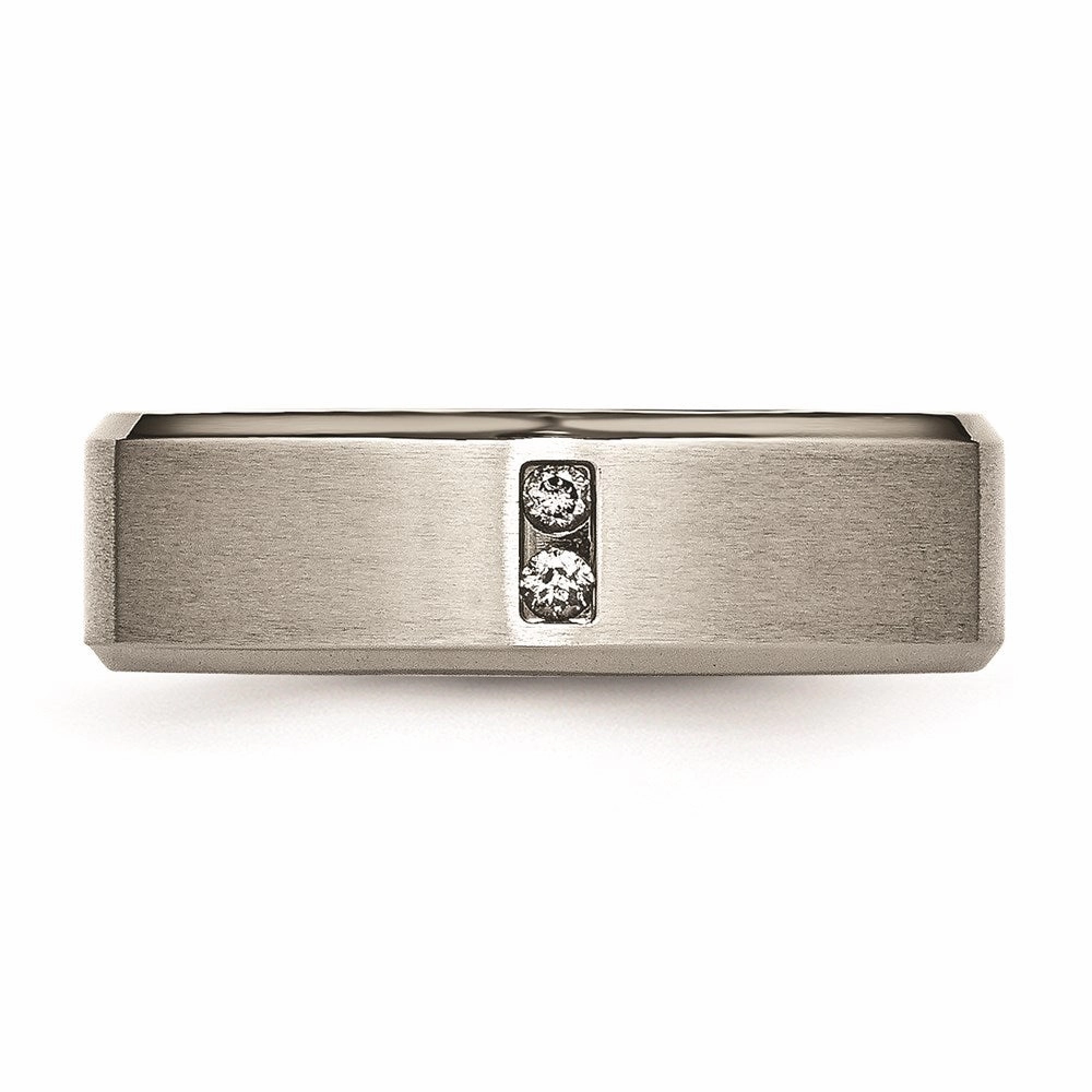 Titanium Satin & Polished with Diamonds 7mm Band | TB262AA
