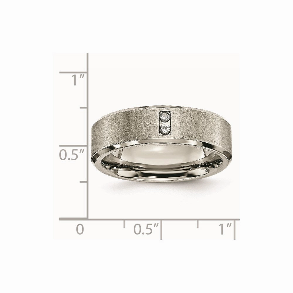 Titanium Satin & Polished with Diamonds 7mm Band | TB262AA