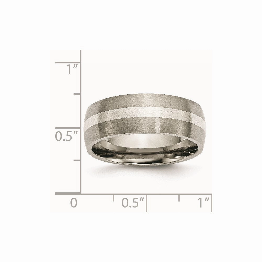 Titanium Sterling Silver Inlay 8mm Brushed Band | TB211