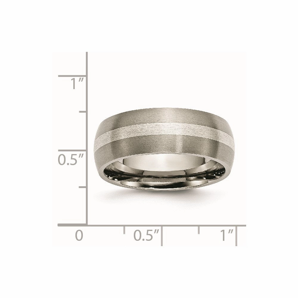 Titanium Sterling Silver Inlay 8mm Brushed Band | TB80