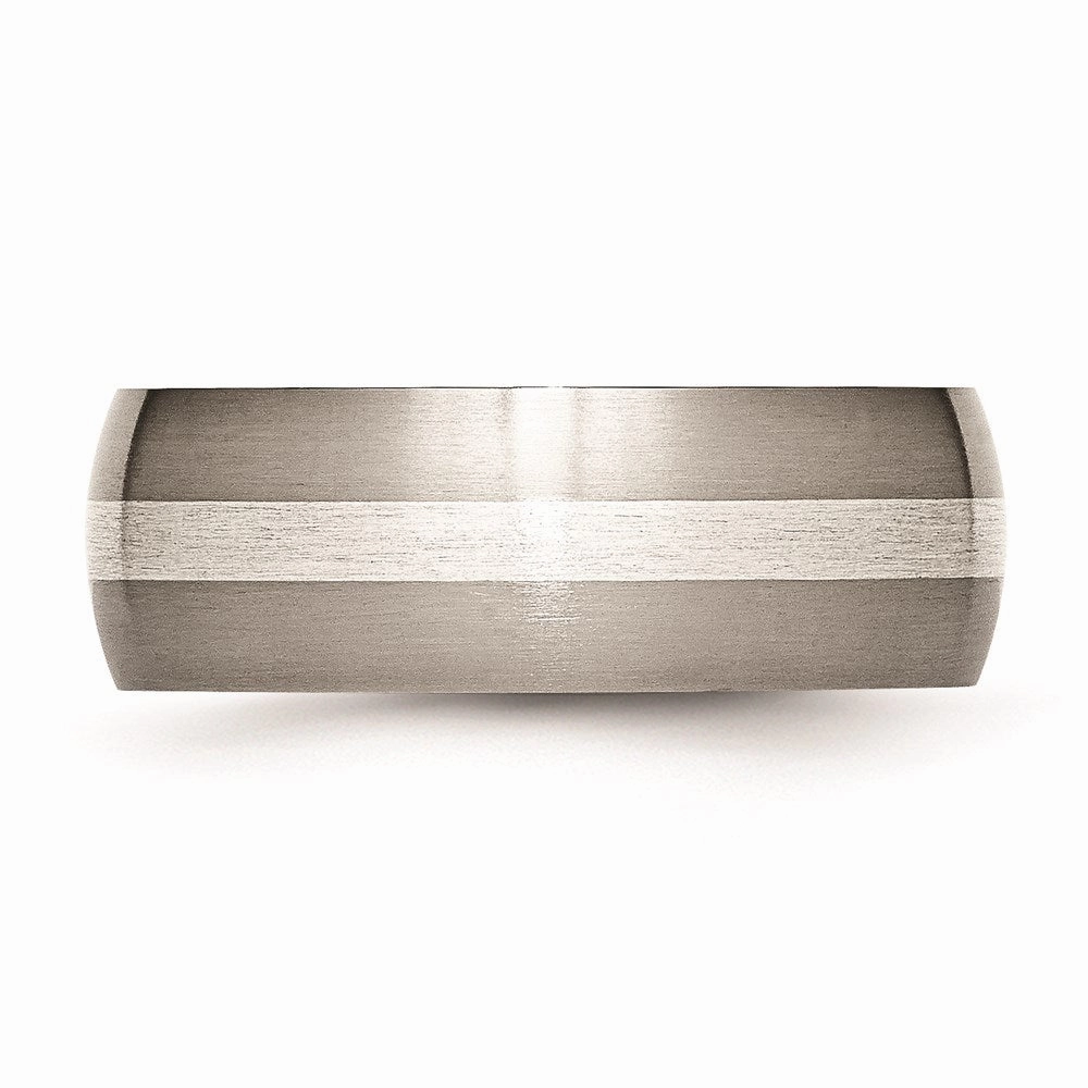 Titanium Sterling Silver Inlay 8mm Brushed Band | TB80