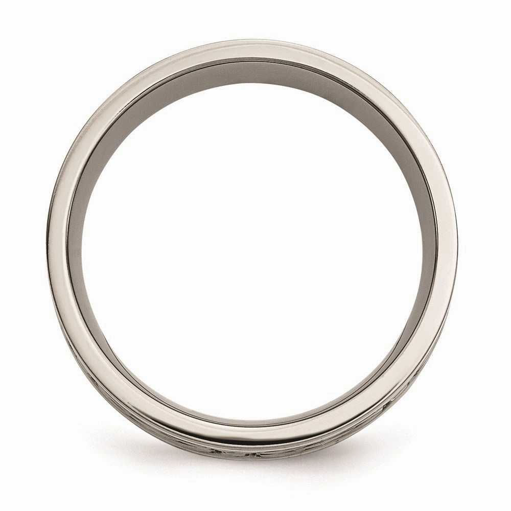 Titanium Sterling Silver Inlay Celtic Knot Flat 8mm Polished Band | TB79