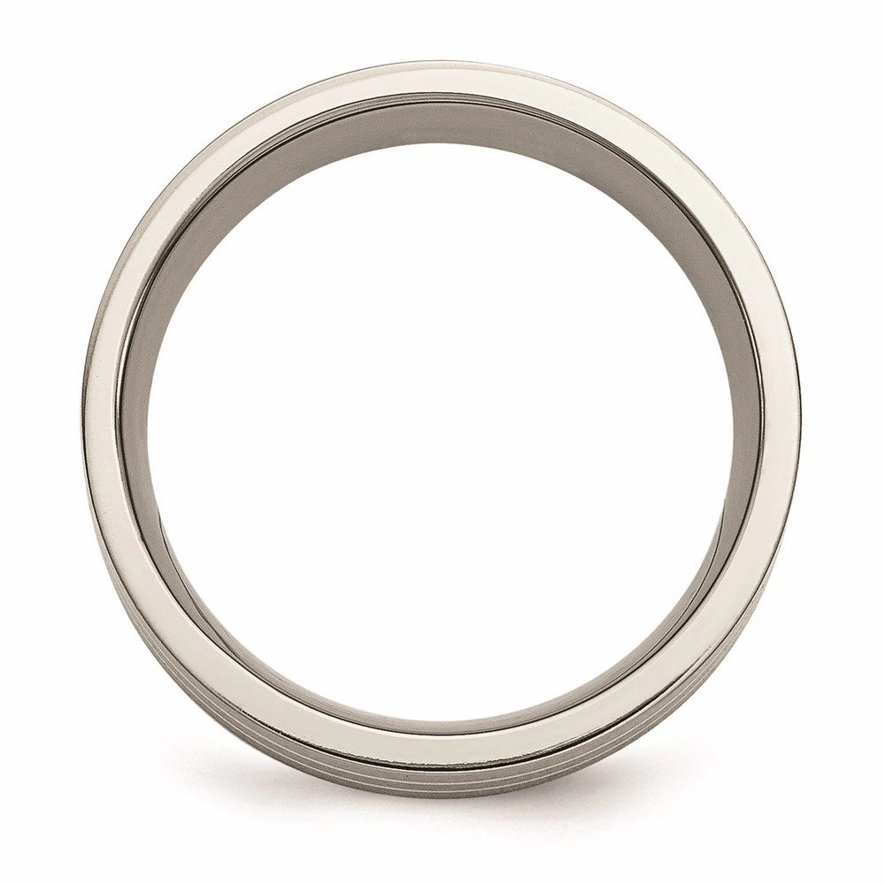 Titanium Sterling Silver Inlay Flat 8mm Brushed Band | TB213